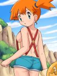  ass breasts kasumi_(pokemon) misty orange_hair pokemon psyduck small_breasts topless 