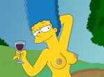 blue_hair marge_simpson tagme the_simpsons wine_glass wvs yellow_skin