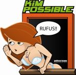 bent_over big_breasts breast_smother breasts cleavage disney frilly_panties funny graficos_lozano green_eyes kim_possible kimberly_ann_possible long_hair naked_mole_rat orange_hair panties rodent rufus thumbs_up underwear white_panties