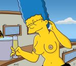  blue_hair champagne marge_simpson tagme the_simpsons yellow_skin 