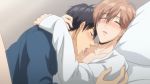  2boys asumi_koya canon_couple kissing_neck male/male male_only naruse_keiichi neck_kiss papa_datte_shitai yaoi 