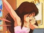  80s 90s :d agedama animated animated_gif armpits bangs blue_eyes blush bookshelf breasts brown_hair bust cap cleavage covering covering_breasts covering_mouth embarrassed embarrassing eyelashes fang fangs genji_tsuushin_agedama gif hand_over_mouth hand_over_own_mouth heike_ibuki indoors long_hair looking_down lowres motion_blur naked_towel nipple nipples oldschool open_mouth payot qvga screencap sidelocks smile solo surprised sweatdrop topless towel towel_slip upper_body wardrobe_malfunction waving 