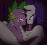  anthro blue_eyes breasts dragon equine eye_contact female friendship_is_magic furry green_eyes hair horn long_hair male my_little_pony night nude pony purple_hair rarity_(mlp) slypon smile spike_(mlp) unicorn 