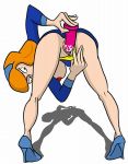  bent_over daphne_blake dress dress_lift hairband high_heels insertion panties_aside red_hair scooby-doo tagme vaginal 
