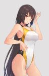  1_girl 1girl female female_only kantai_collection long_hair mostly_nude nagato_(kantai_collection) one-piece_swimsuit red_eyes solo standing swimsuit very_long_hair 