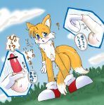  foreskin furry male miles_&quot;tails&quot;_prower multiple_tails sonic sonic_team tail text 