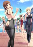 6+girls :d :o arena_(company) armpits arms_up asics ass ass_cutout barefoot blonde_hair blush breasts brown_eyes brown_hair butt_crack cloud competition_swimsuit embarrassing erect_nipples from_behind goggles hand_on_shoulder high_res kuri_(kurigohan) legs long_hair looking_back multiple_girls no_eyes one-piece_swimsuit open_mouth ponytail pool shadow short_hair skin_tight sky smile speedo_lzr_racer standing sweatdrop swimsuit tree walking wardrobe_malfunction wet yellow_eyes
