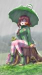 1girl female_focus frog frog_girl owozu rain raining sirivt sitting umbrella vtuber