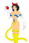  aged_up alternate_species apple bare_shoulders black_hair breasts brown_eyes catgirl disney female_abs female_focus female_only hair_bow hairband hips navel nekohybrid open_mouth princess_snow_white short_hair smile snow_white_and_the_seven_dwarfs teeth thighs tongue 