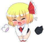  bad_id blonde_hair bloomers blush bottomless bow chibi closed_eyes embarrassed embarrassing fang female hair hair_bow kyokutou_hentai_samurai rumia tears the_embodiment_of_scarlet_devil touhou underwear youkai 