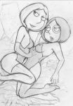  family_guy fluffy_(artist) incest lois_griffin meg_griffin monochrome stockings thighs 