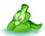  alligator bbw big_breasts breasts brown_eyes furry nude nipple reptile scalie shiny shiny_skin water wide_hips 
