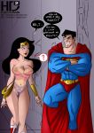 ? badass black_hair blue_eyes boots bracelet breasts dc_comics earring erect_nipples hairband hotdesigns2 huge_breasts justice_league long_hair muscle nipples nude pubic_hair pussy see-through short_hair smile superman wonder_woman x-ray x-ray_vision