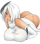  absol anthro anthrofied ass big_breasts breasts dark_skin emukon huge_breasts humanized lowres pokemon sweat thong white_hair 