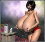  3d big_breasts breasts brunette cg gigantic_breasts lactating lactation lipstick milk pinup red underwear 