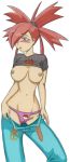  asuna_(pokemon) breasts cameltoe erect_nipples flannery huge_breasts nintendo nipples panties pokemon ponytail raylude red_hair unzipped 