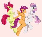  apple_bloom ass bow breasts bubble_butt equine female friendship_is_magic green_eyes hair hooves horse long_hair looking_at_viewer my_little_pony orange_eyes pegasus pink_background pink_eyes pony purple_eyes purple_hair red_hair scootaloo shiny shiny_skin short_hair small_breasts sssonic2 sweetie_belle tail unicorn wings 