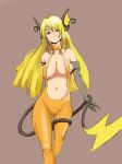 1girl animal_ears anthro anthrofied bad_id big_breasts blonde_hair breasts brown_eyes center_opening cleavage creatures_(company) elbow_gloves electric_type_pokemon game_freak gen_1_pokemon gloves large_breasts long_hair mouse nintendo pokemon pokemon_(anime) pokemon_(creature) pokemon_(game) pokemon_(species) pokemon_red_green_blue_&amp;_yellow pokemon_rgby porkyman raichu sketch smirk solo suspenders tail xinjing yellow_fur