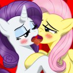  female fluttershy friendship_is_magic kissing my_little_pony rarity tongue yuri 