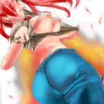  ass asuna_(pokemon) breasts flannery nintendo nipples pokemon ponytail red_hair torn_clothes 