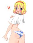  !! 1girl alice_margatroid arched_back ass bad_id big_breasts blonde_hair blue_eyes blue_panties blush breasts capelet embarrassed embarrassing female hairband kyokutou_hentai_samurai large_breasts open_mouth panties panties_only short_hair solo striped striped_panties surprised tears topless touhou underboob underwear underwear_only 