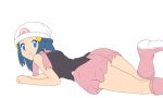  1girl ass blue_eyes blue_hair dawn legs long_hair miniskirt nintendo pokemon skirt smile 