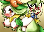  anal ass blush blushing breasts butt directional_arrow eyebrows golden_eyes lilligant nipples nude pale_skin personification pokemon shocked surprised tears uranoyoru wind_up_key yellow_eyes 