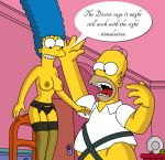  breasts homer_simpson marge_simpson nipples stockings the_simpsons thighs topless 