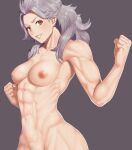  1girl 1girl 1girl abs breasts dorohedoro exposed_breasts female_only female_solo high_resolution muscle muscular_female noi_(dorohedoro) nude piercing pubic_hair putcher silver_hair small_breasts white_hair 