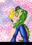 alligator archangemon blonde_hair crossover crush_(character) gold_digger kissing long_hair muscle nude reptile saurus scalie zodiac_(webcomic)