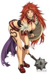  1girl bent_over big_breasts breasts cleavage cute female headband large_breasts listy long_hair mace nail_polish oppai perfection purple_eyes queen&#039;s_blade queen's_blade red_hair red_nails redhead risty shield shoes smile solo violet_eyes weapon 