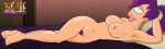 armpit breasts cyclops darkmatter full_body futurama lips lying navel nipples nude ponytail posing pubic_hair purple_hair pussy turanga_leela wide_image