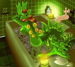 3_toes bath big_breasts blue_eyes breasts brown_hair candles claws female fire furry hair hindpaw leaves long_hair looking_at_viewer looking_back nintendo nipple nude paws pokemon reptile scalie scepera sceptile seductive shiny_skin smile solo tail ticklishways toes video_games water yellow_eyes zp92