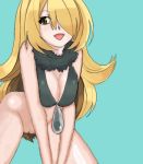  blonde_hair bottomless bra cynthia long_hair pokemon pussy shirona_(pokemon) 