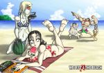 2_girls 3boys beach bikini bill_(left_4_dead) bluntkatana boomer_(left4dead) francis_(left4dead) left_4_dead smoker_(left4dead) tank the_witch watermelon zoey_(left4dead) zombie zombie_girl