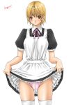  blush gegera hentai highres ichigo_100 ichigo_100_percent maid nishino_tsukasa panties skirt skirt_lift thighhighs underwear 