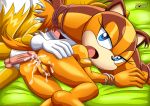 after_sex anal balls bbmbbf blue_eyes bodily_fluids cum cum_in_pussy cum_on_ass erection holding_ass lying miles_&quot;tails&quot;_prower mobius_unleashed nude palcomix sega sonic_(series) sonic_boom sonic_the_hedgehog_(series) sticks_the_jungle_badger