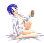 1girl blue_eyes blue_hair ciel_(tsukihime) female female_only glasses hentai solo solo_female tsukihime underwear white_background