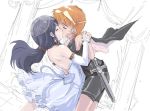  blue_hair brown_hair futari_wa_precure hentai kiss kissing misumi_nagisa precure pretty_cure sword weapon yukishiro_honoka 
