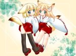 2girls animal_ears blonde_hair cute fox_ears hentai japanese_clothes koyuki_(snow_fox) multiple_girls nakajima_konta sayuki_(snow_fox) snow_fox tail thighhighs 