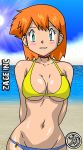  1_girl 1girl alluring beach bikini female female_human female_only human kageta kasumi_(pokemon) looking_at_viewer misty orange_hair outdoor outside pokemon solo 