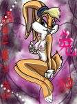 anthro blonde_hair breasts dragonhorse10 erect_nipples furry gloves lola_bunny looney_tunes nipples nude rabbit rodent short_hair smile solo space_jam