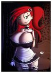  big_breasts breasts cleavage earring foster&#039;s_home_for_imaginary_friends frankie_foster gloves green_eyes innocenttazlet maid ponytail red_hair shiny shiny_skin solo thighhighs 