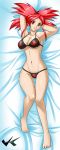 1girl alluring asuna_(pokemon) barefoot bra female female_human female_only flannery flannery_(pokemon) hot human jadenkaiba legs looking_at_viewer mostly_nude panties pokemon red_eyes red_hair sexy solo underwear