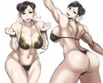  1girl alluring ass big_ass big_breasts bikini breasts capcom chun-li chunsoft female_abs multiple_views street_fighter swimsuit 