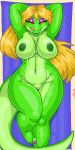  big_breasts blonde_hair breasts chubby crocodile female furry green hair nipples nude overweight pixel_art pussy reptile scalie seductive solo tamsey vdisco wide_hips 