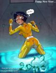 alex_(totally_spies) ass black_hair blush breasts dark-skinned_female dark_skin erect_nipples hairless_pussy pussy small_breasts spread_legs tentacle torn_clothes totally_spies vkyrie