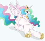  alicorn anus ass butt equine female friendship_is_magic green_background hasbro horse looking_at_viewer my_little_pony pegacorn pony princess_celestia princess_celestia_(mlp) pussy smile solo sssonic2 wings 