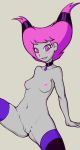  1girl breasts dc dc_comics female female_only hairless_pussy jinx looking_at_viewer mostly_nude naked_stockings pussy ricocake solo stockings tagme teen_titans 
