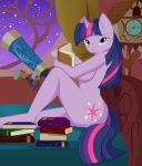 1girl anthro anthrofied book books breasts equine female female_anthro female_only friendship_is_magic hasbro horn horse indoors looking_at_viewer my_little_pony night night_sky nude pony sitting tail telescope twilight_sparkle twilight_sparkle_(mlp) unicorn whitmaverick